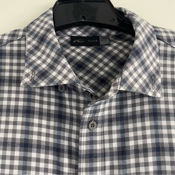 Lacoste Men’s Pebble Rock Gray Plaid Button Down Circle Shirt 20668 - Picture 6 of 10